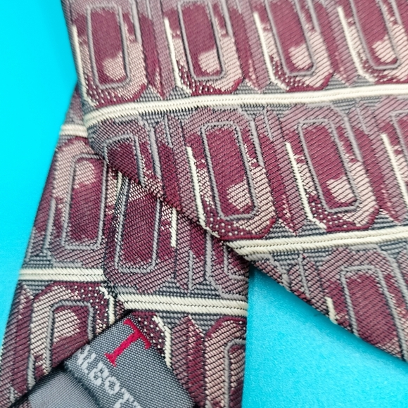 Robert Talbott Best of Class Necktie Tie Silk Striped Geometric Parisian Maroon - Picture 3 of 11